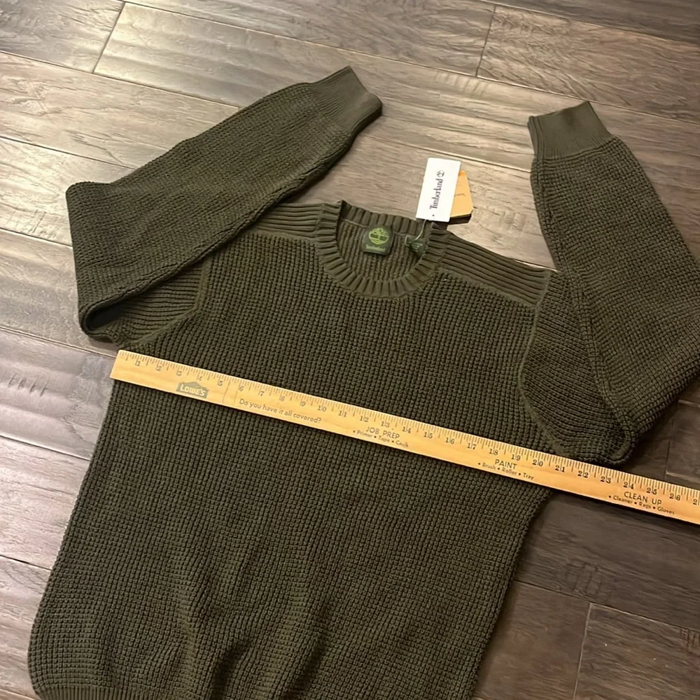 Timberland Waffle Knit Crew Neck Sweater shirt new Olive Green Mens Size Medium